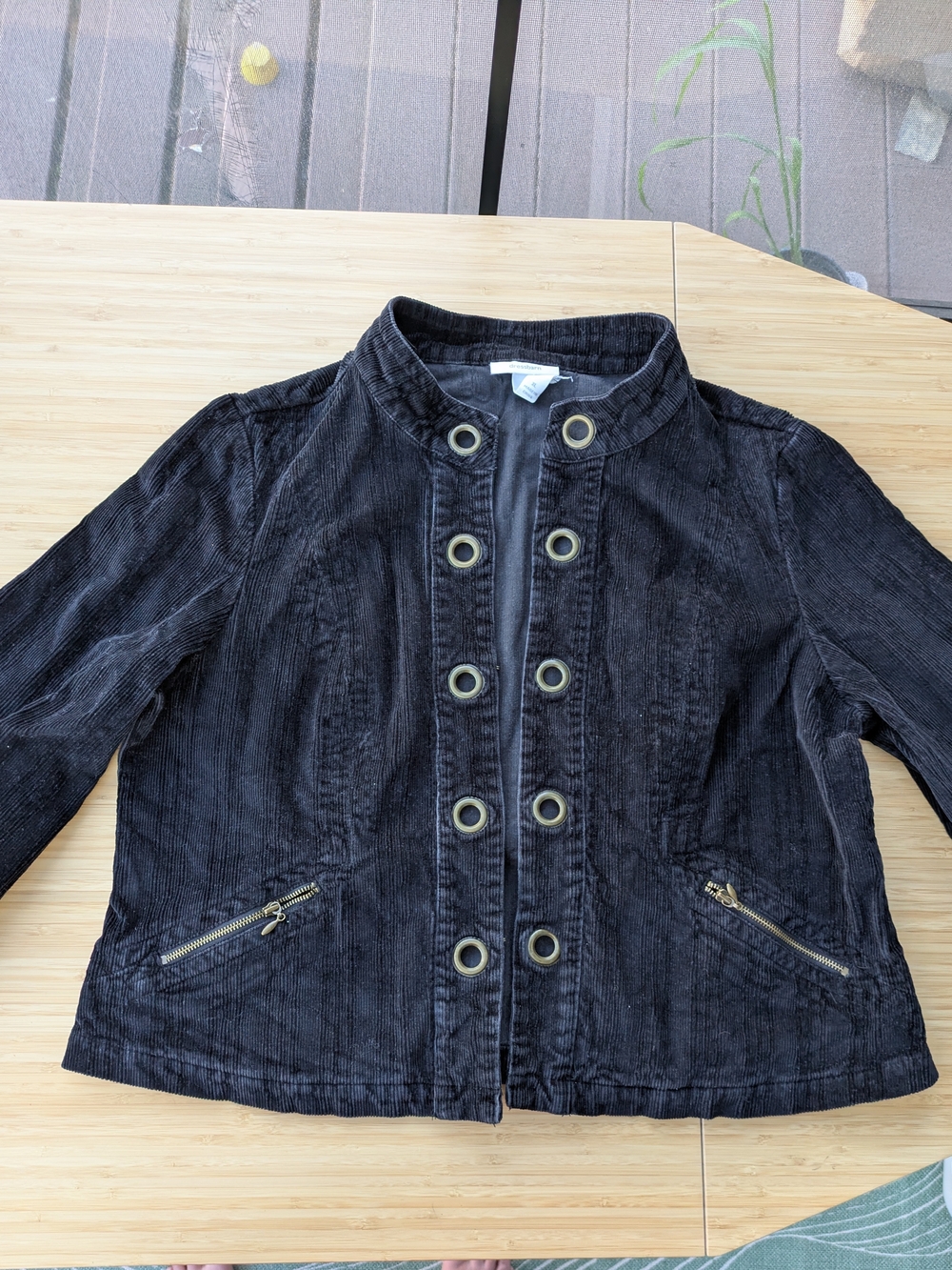 Dress Barn Black Corduroy Jacket with Decorative Grommets